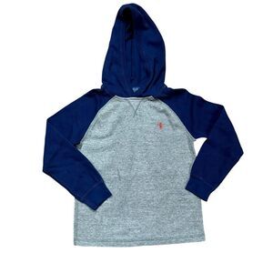 Polo Ralph Lauren Kids Navy & Gray Hooded Thermal Shirt Sz 6